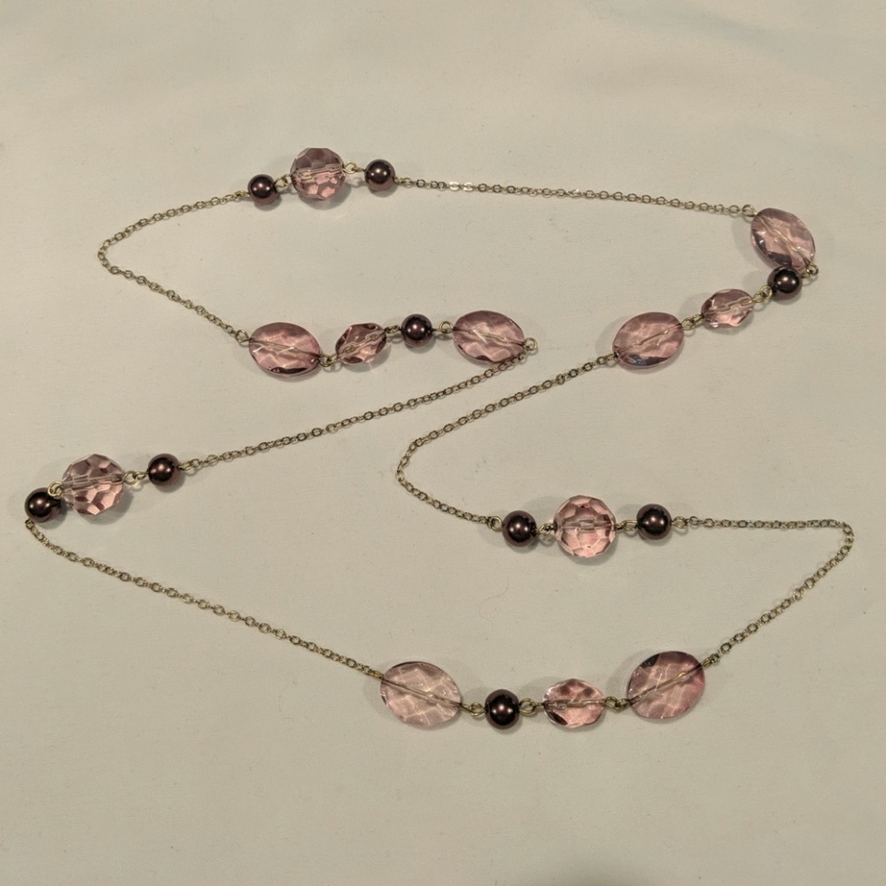 Gold & purple long necklace